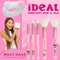 Hello Kitty brush bristles closeup highlighting soft, gentle makeup blending
