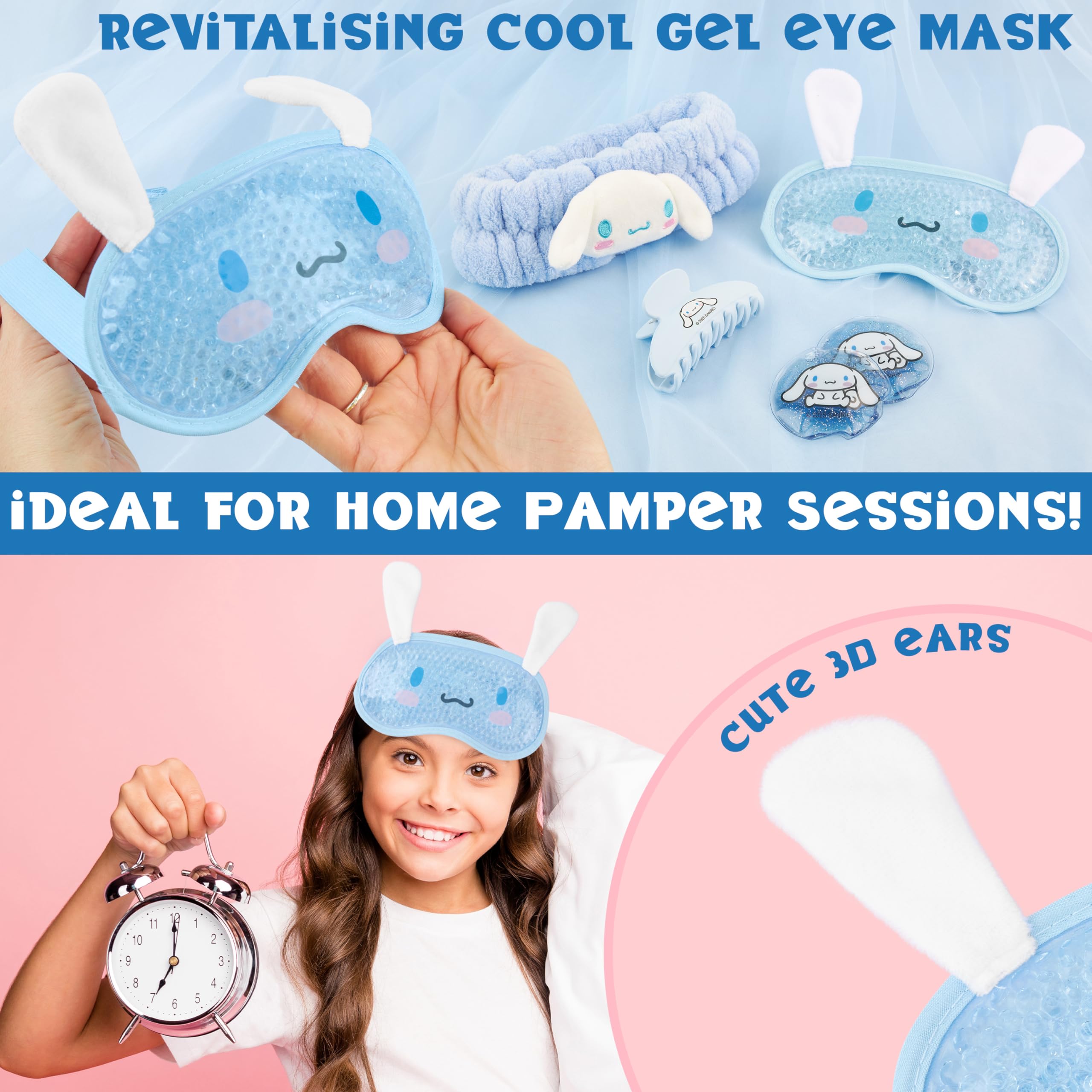 Hello Kitty Cinnamoroll beauty set glitter mini eye pads soothing under-eye puffiness