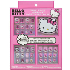 Hello Kitty press-on nails party pack with 36 colorful designs for easy, mess-free manicure