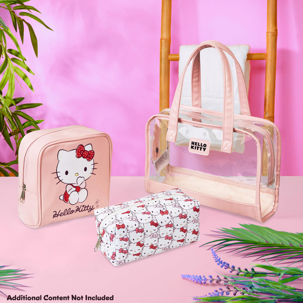 Hello Kitty medium makeup pouch zipper keeps cosmetics neatly accessible.