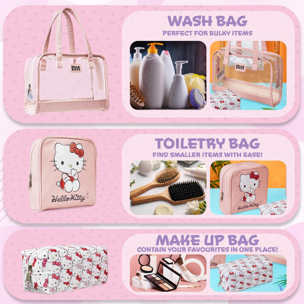 Hello Kitty toiletry set packaging showcases compact travel solution for gifting.