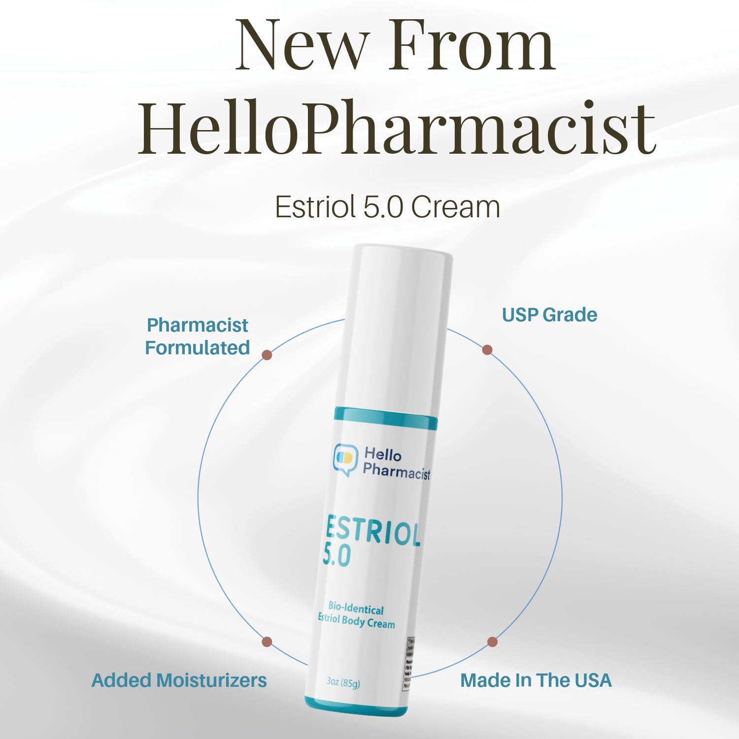 HelloPharmacist bottle close-up emphasizing moisturizing texture and premium feel