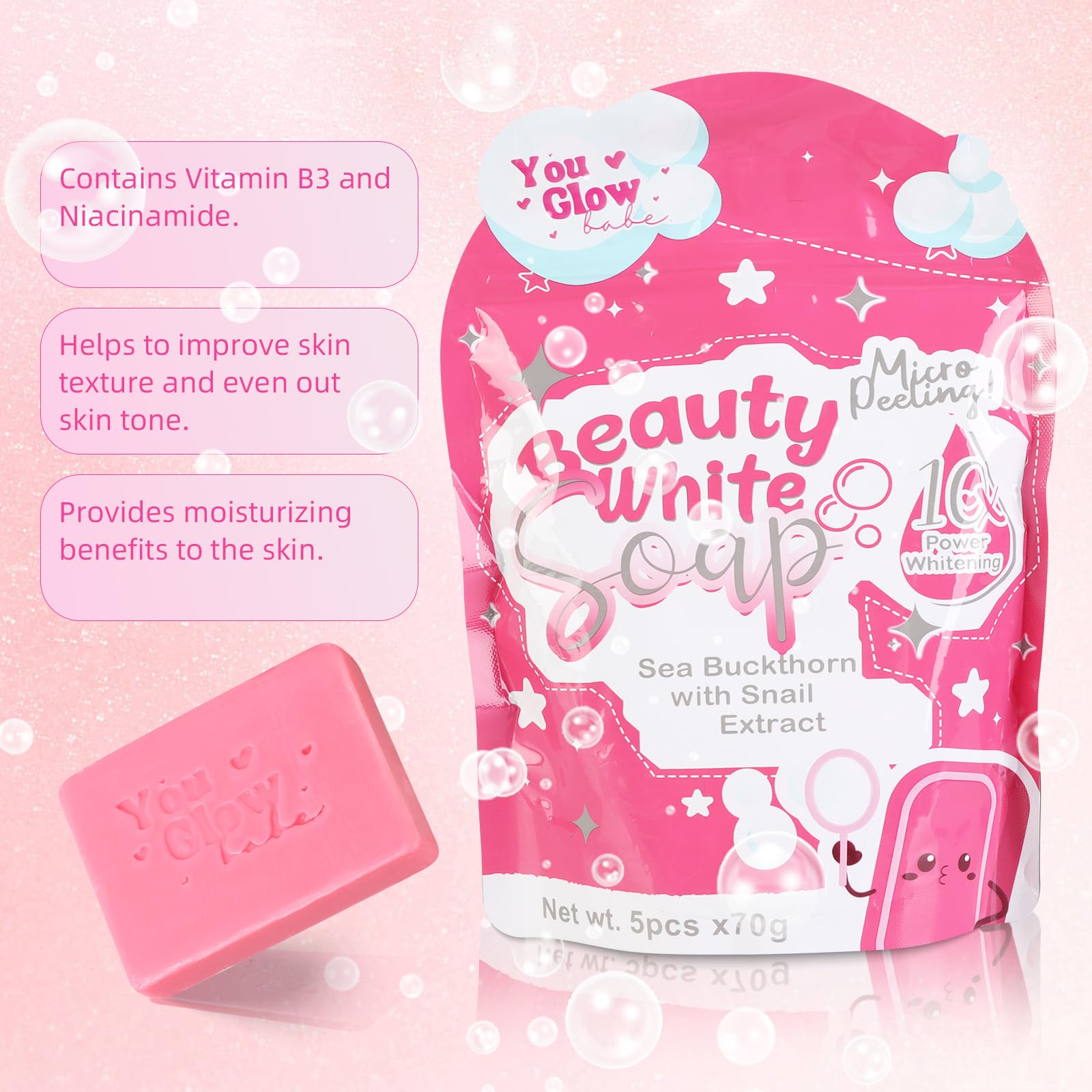 helowod You Glow Babe Soap lather closeup with creamy foam for gentle cleansing