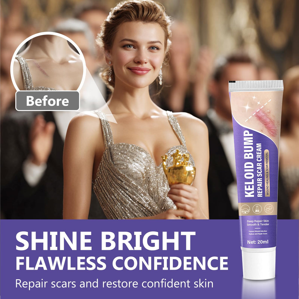 Hemir keloid bump cream texture closeup showing quick-absorbing formula.