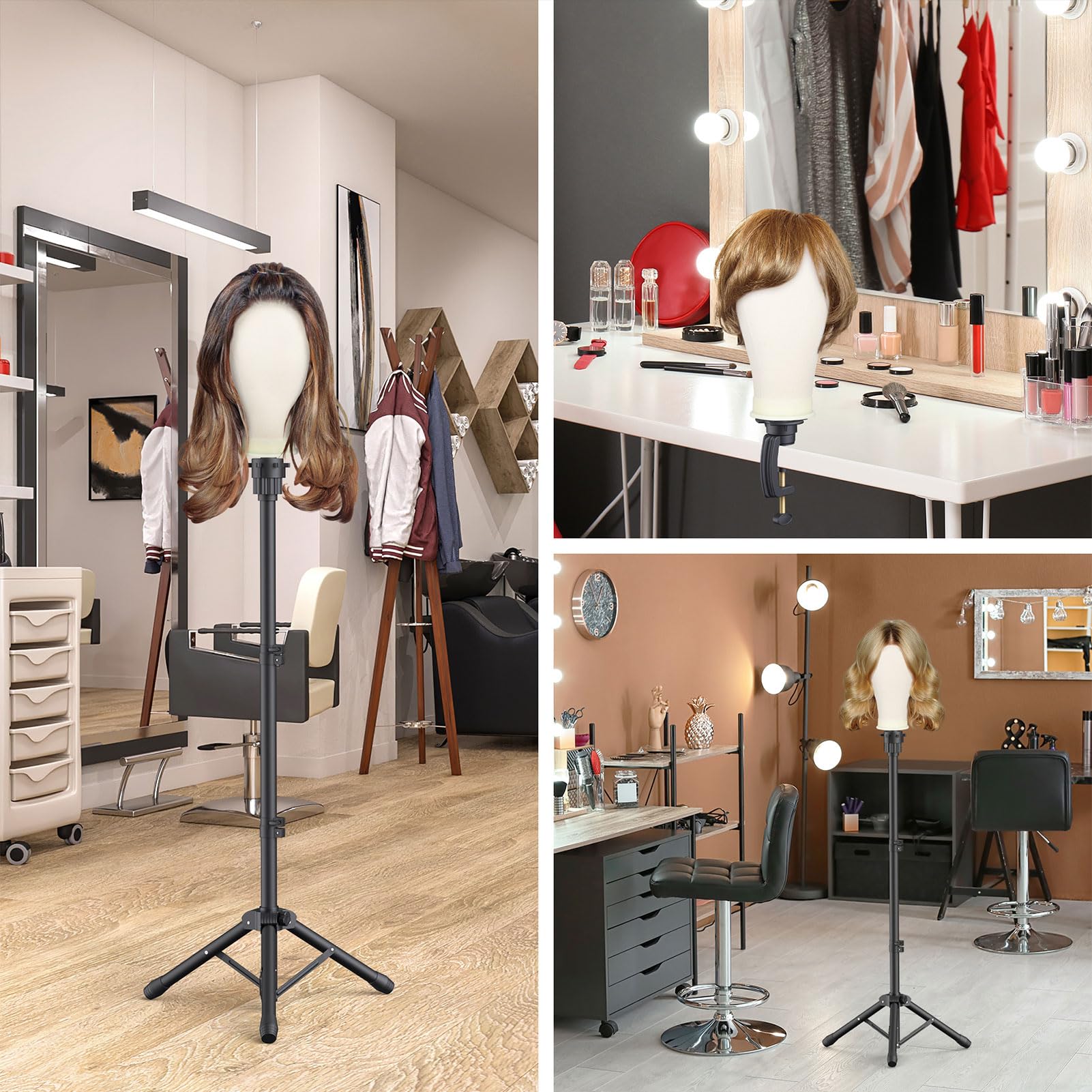 Hemndic extra wig head clamp stand simplifies replacements