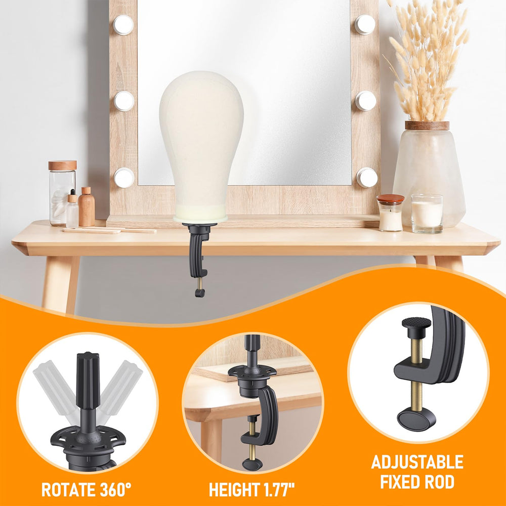 Hemndic wig stand floor tripod provides sturdy, versatile positioning