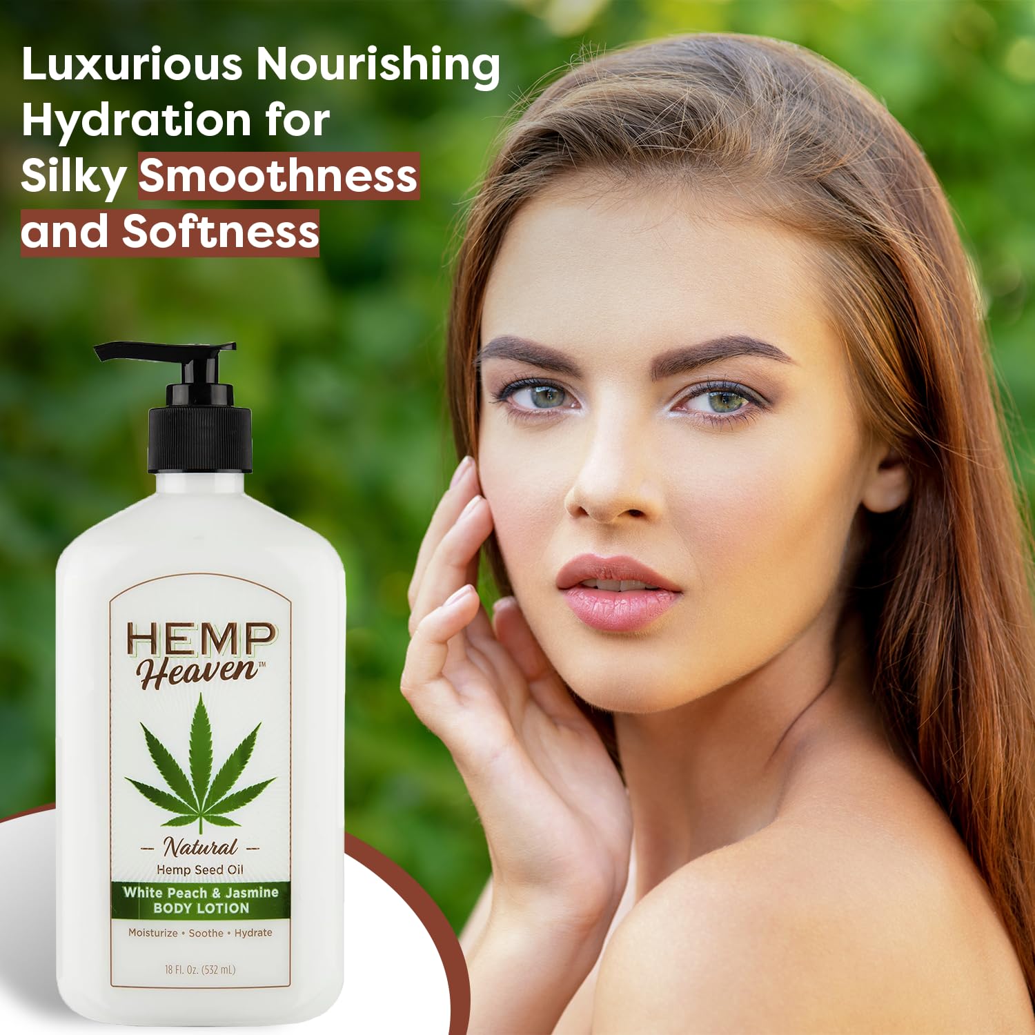 Hemp Heaven Lotion aroma close-up of peach jasmine scent for soothing fragrance
