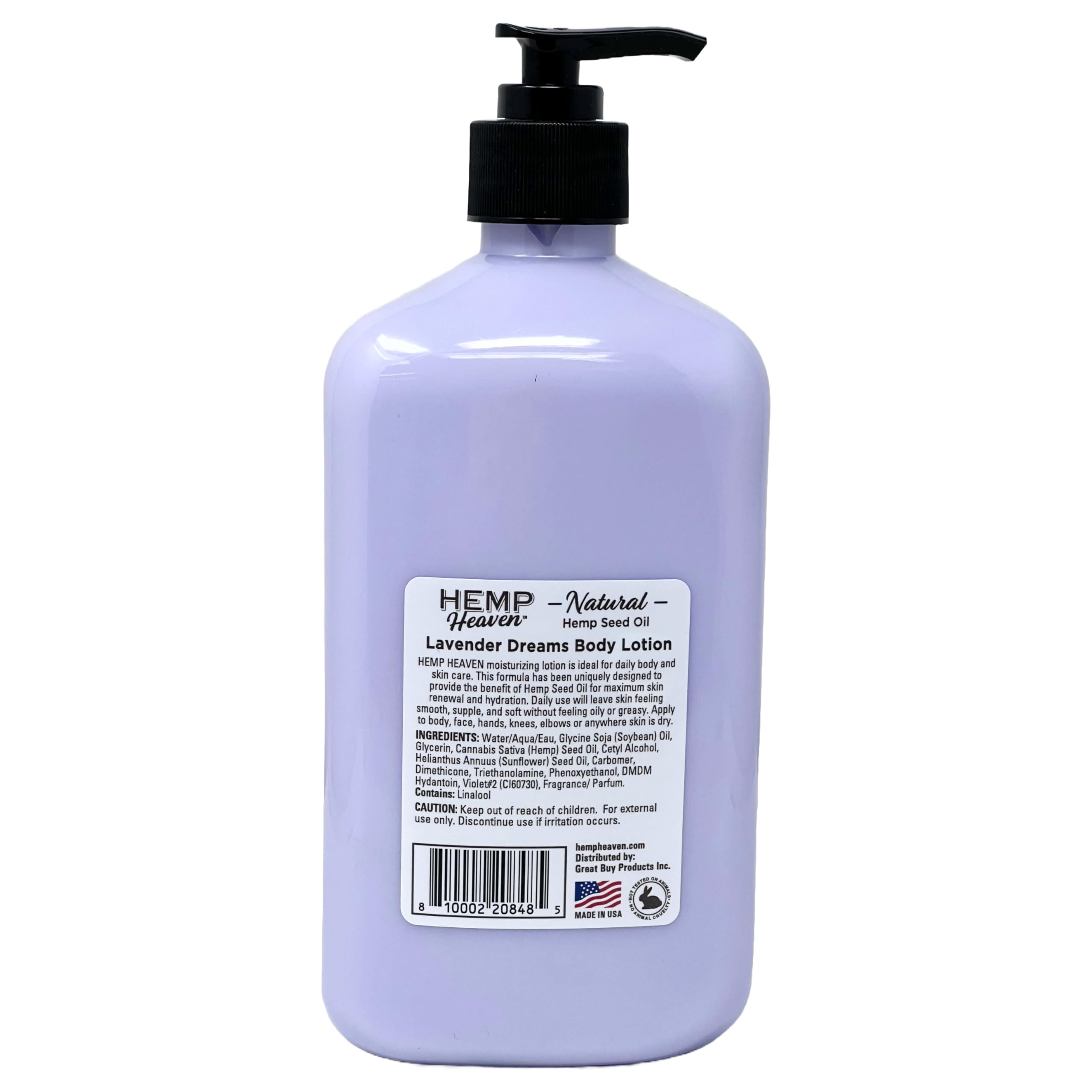 Hemp Heaven Lotion lavender dreams scent evokes relaxation and self-care.