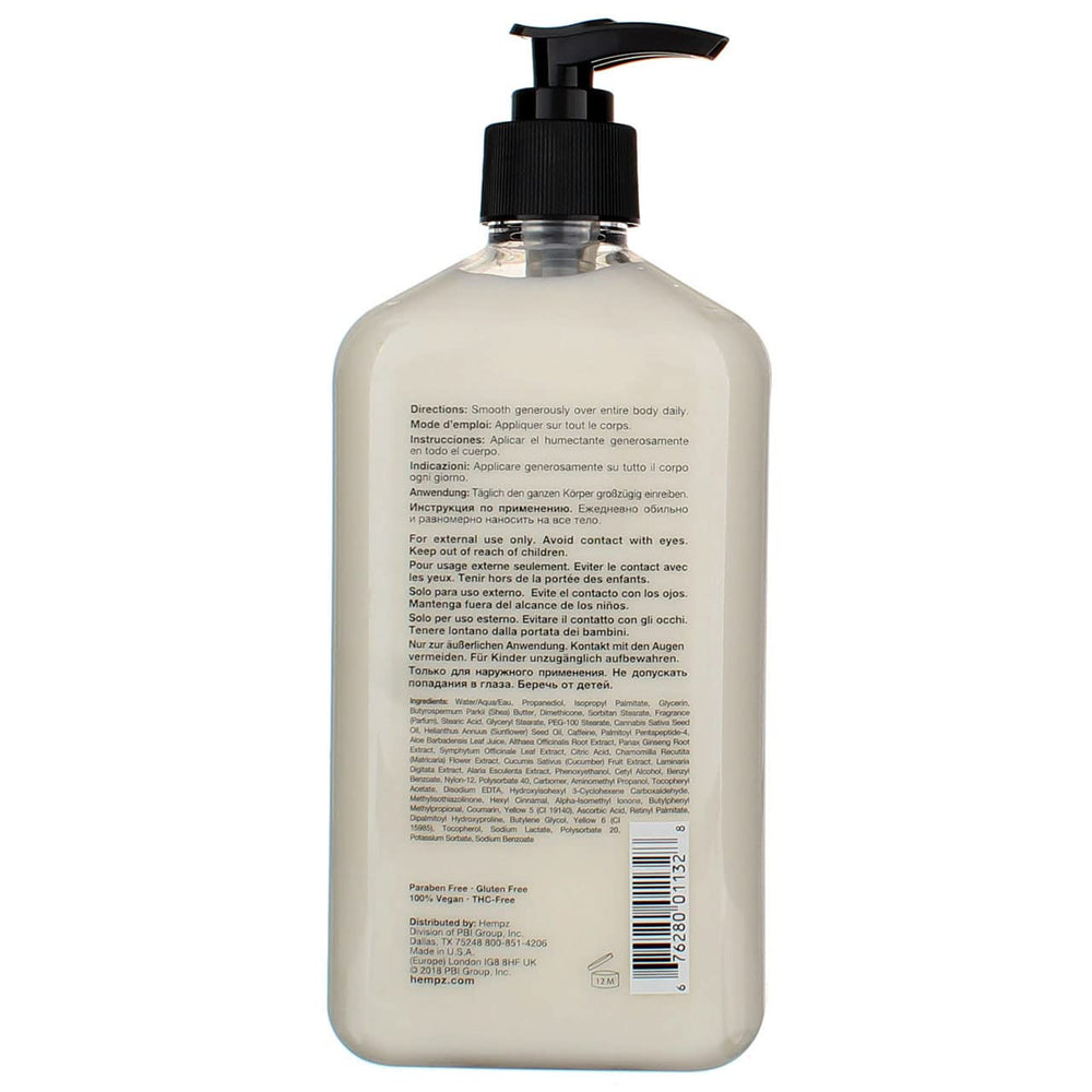 Hempz Age Defying Body Moisturizer label detail notes paraben and gluten-free formula