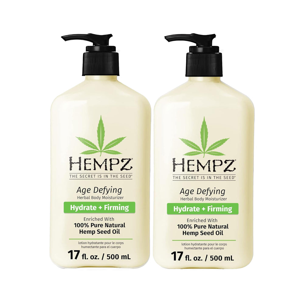 Hempz Age Defying Body Moisturizer 2-pack bottle front for daily deep hydration.