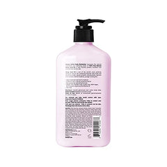 Hempz body lotion pomegranate label close-up, emphasizing natural hemp seed oil and herbal blend.