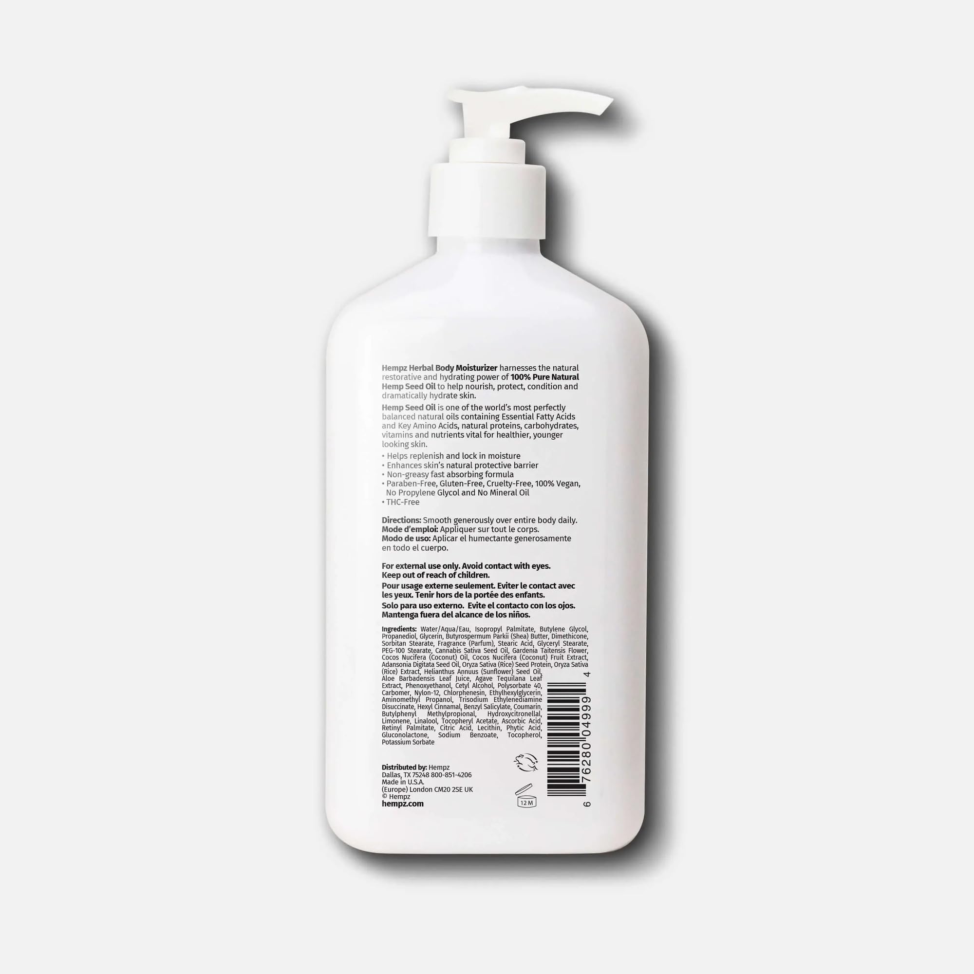 Application scene of Hempz lotion highlighting shea butter softness