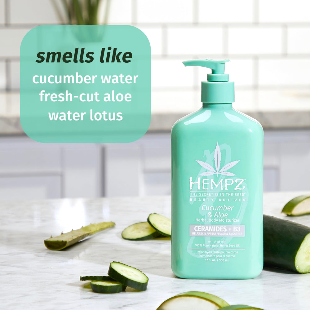 Texture swirl of Hempz cucumber & aloe lotion indicating smooth finish