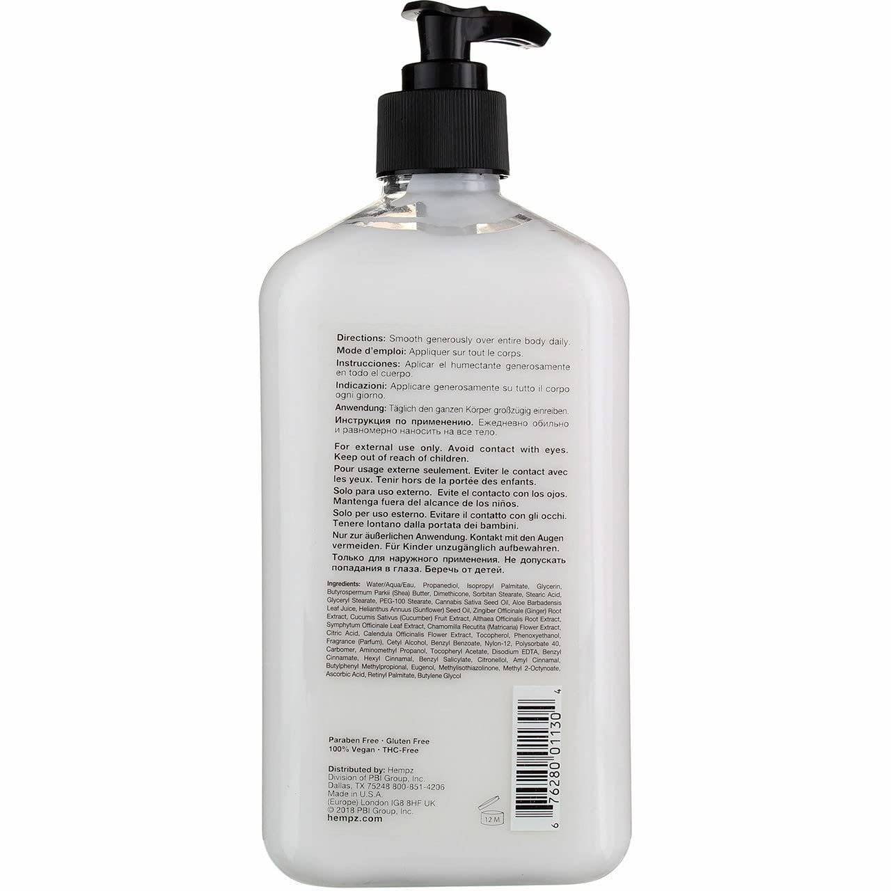 Hempz Original pump-action bottle demonstrates mess-free, easy application.