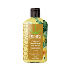 Hempz Body Wash Original Floral & Banana bottle showing hydrating hemp seed oil for sensitive skin.