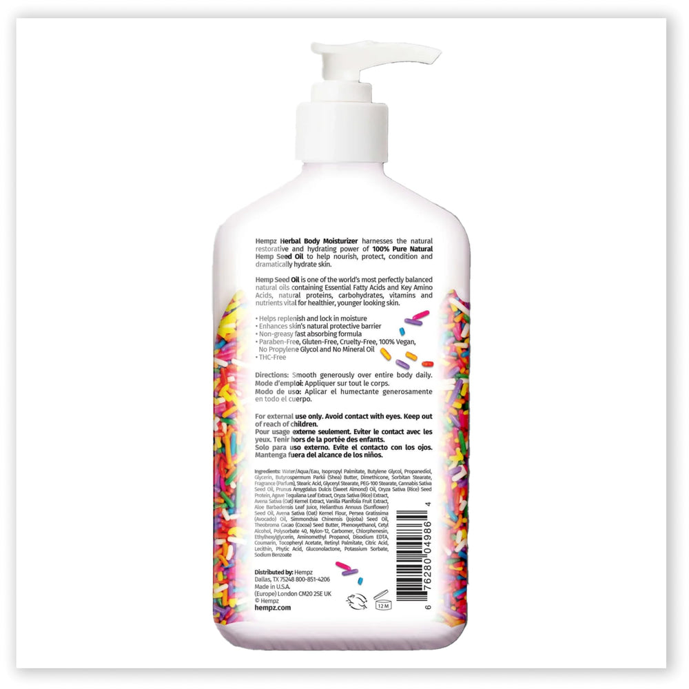 Hempz Buttercream hemp seed oil ingredient detail on label