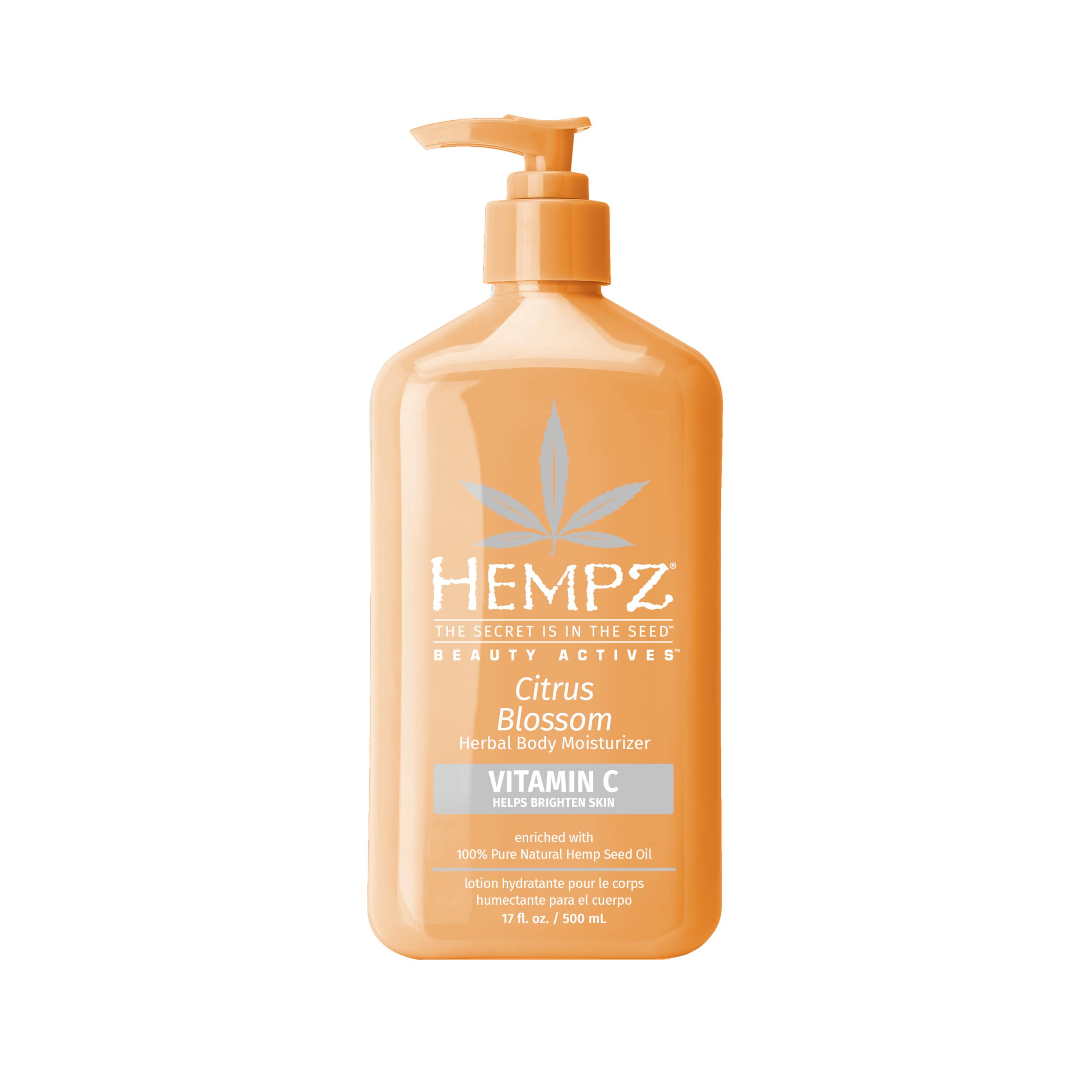 Hempz Citrus Blossom bottle highlights Vitamin C for radiant skin