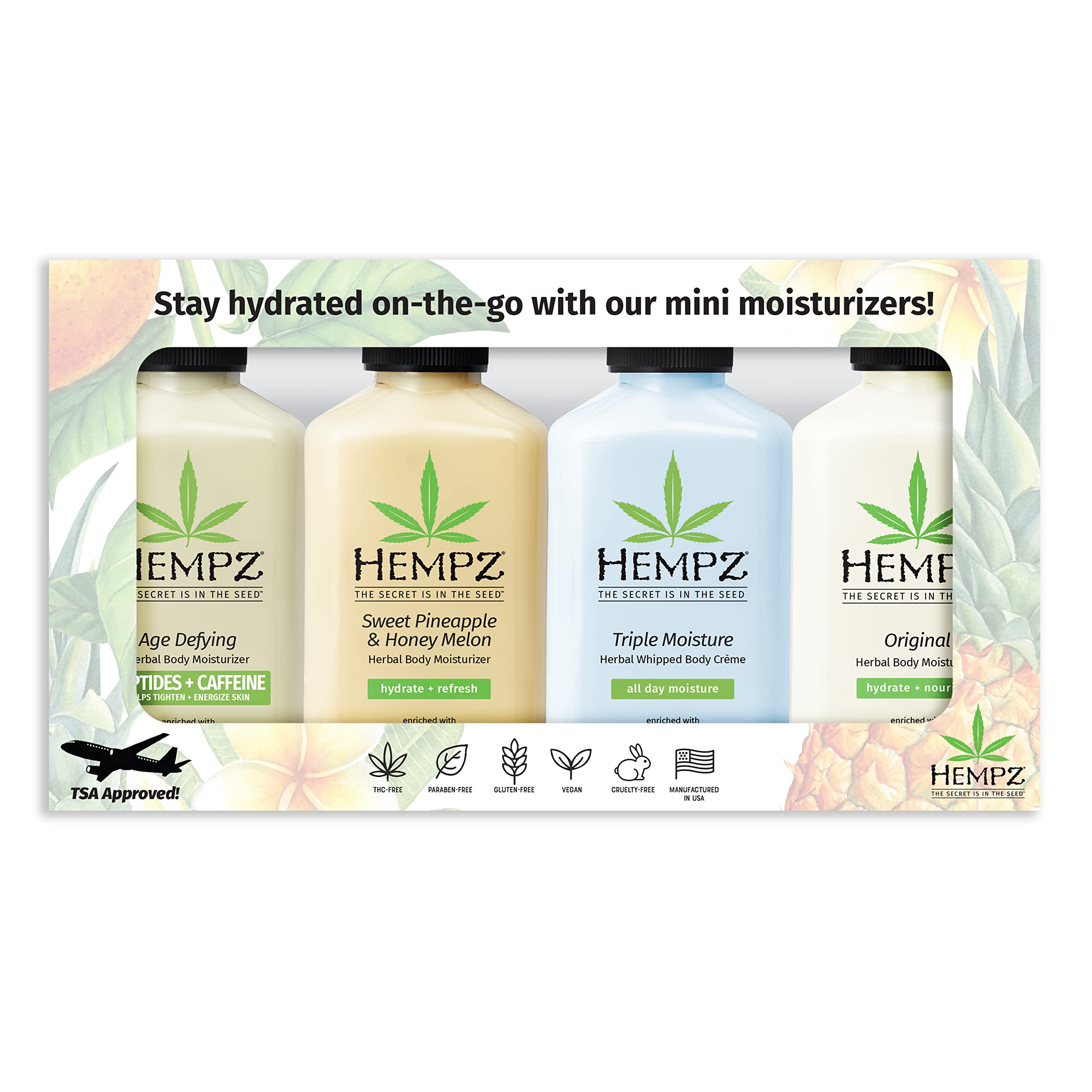 Hempz Everyday Favorities Sweet Pineapple Honeymelon mini lotion for on-the-go moisture