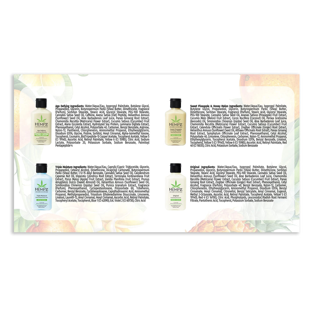 Hempz Everyday Favorities Triple Moisture mini lotion, rich moisture for busy days.
