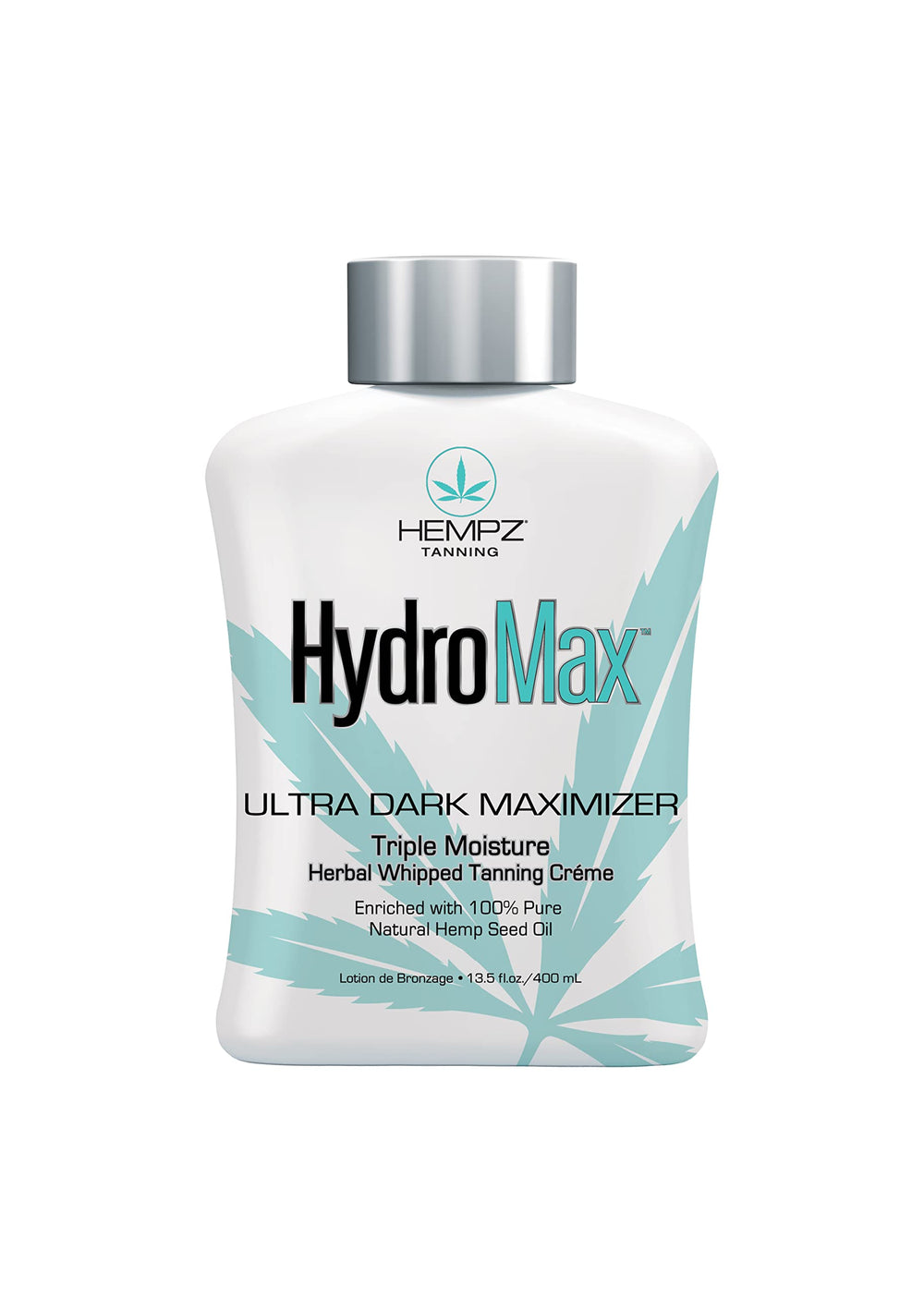 HEMPZ Hydromax Maximizer bottle and pour demonstrate easy self-tan application.