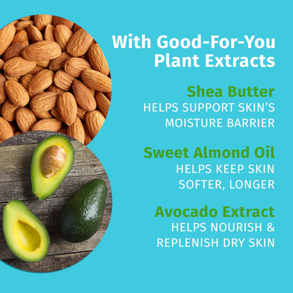 Hempz Koa & Sweet Almond dry skin test shows comforting moisture.