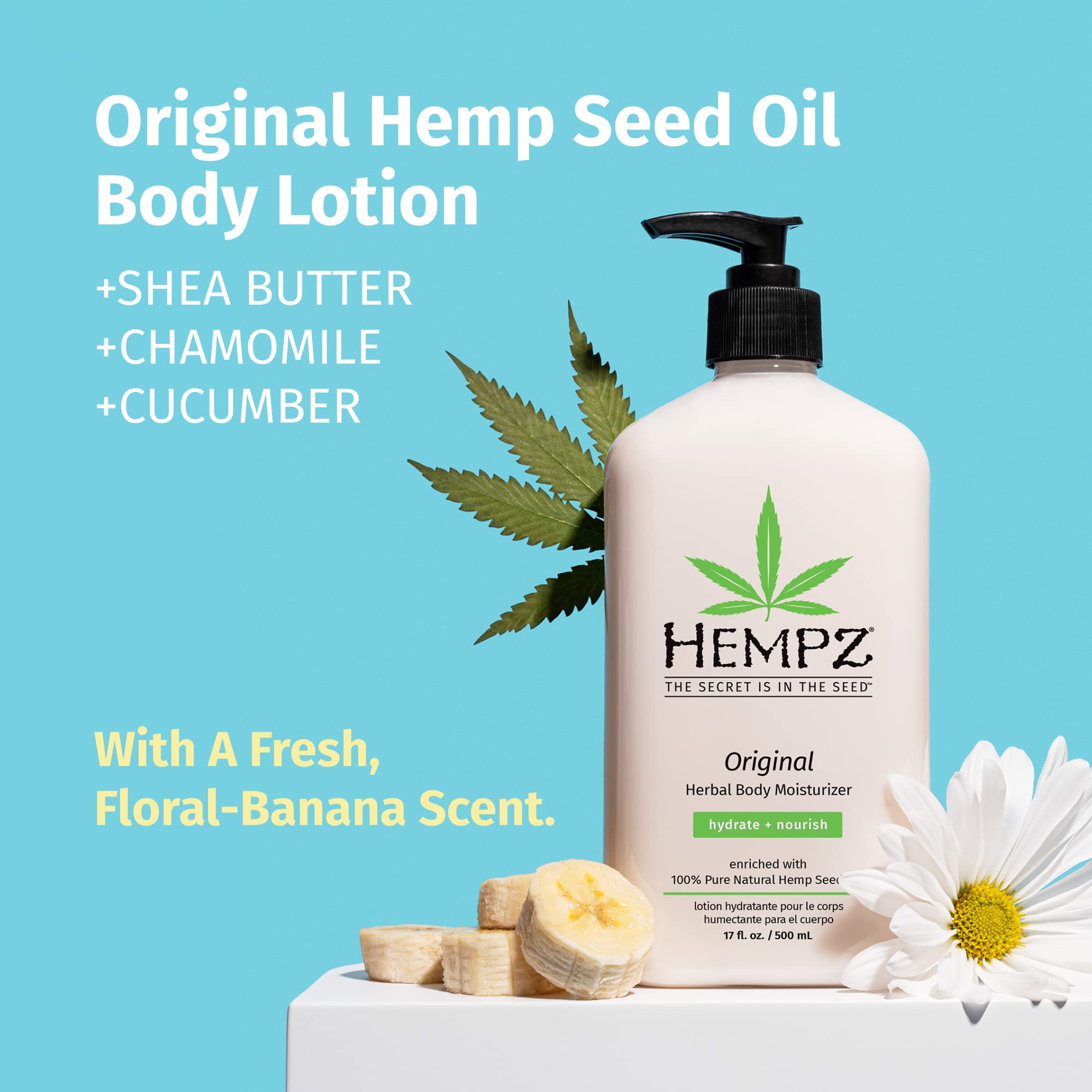 Hempz Original floral banana scent for a crisp daily ritual.