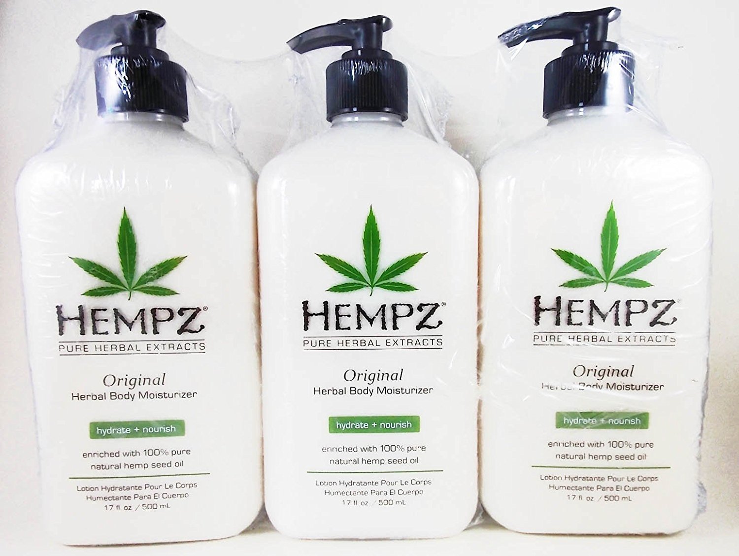 Hempz Original Herbal Moisturizer 17oz bottle delivering all-day hydration and skin conditioning
