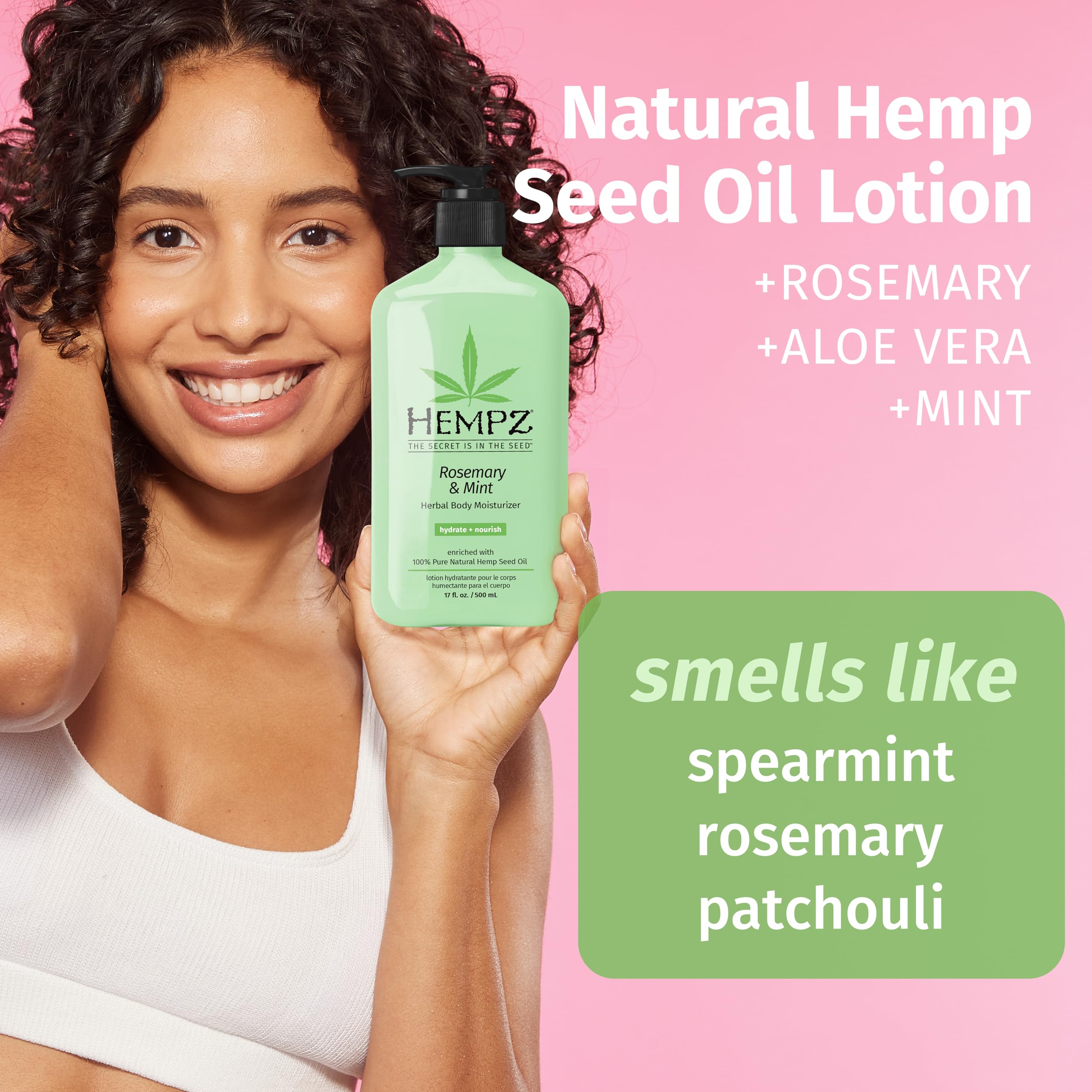 Hempz Rosemary & Mint cream application on forearm shows quick absorption
