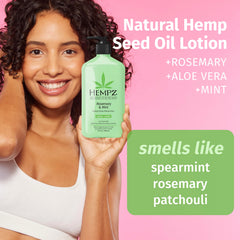 Hempz Rosemary & Mint cream application on forearm shows quick absorption
