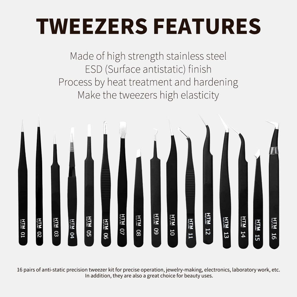 HengTianMei tweezers curved tips for precise extraction and detail work in jewelry.