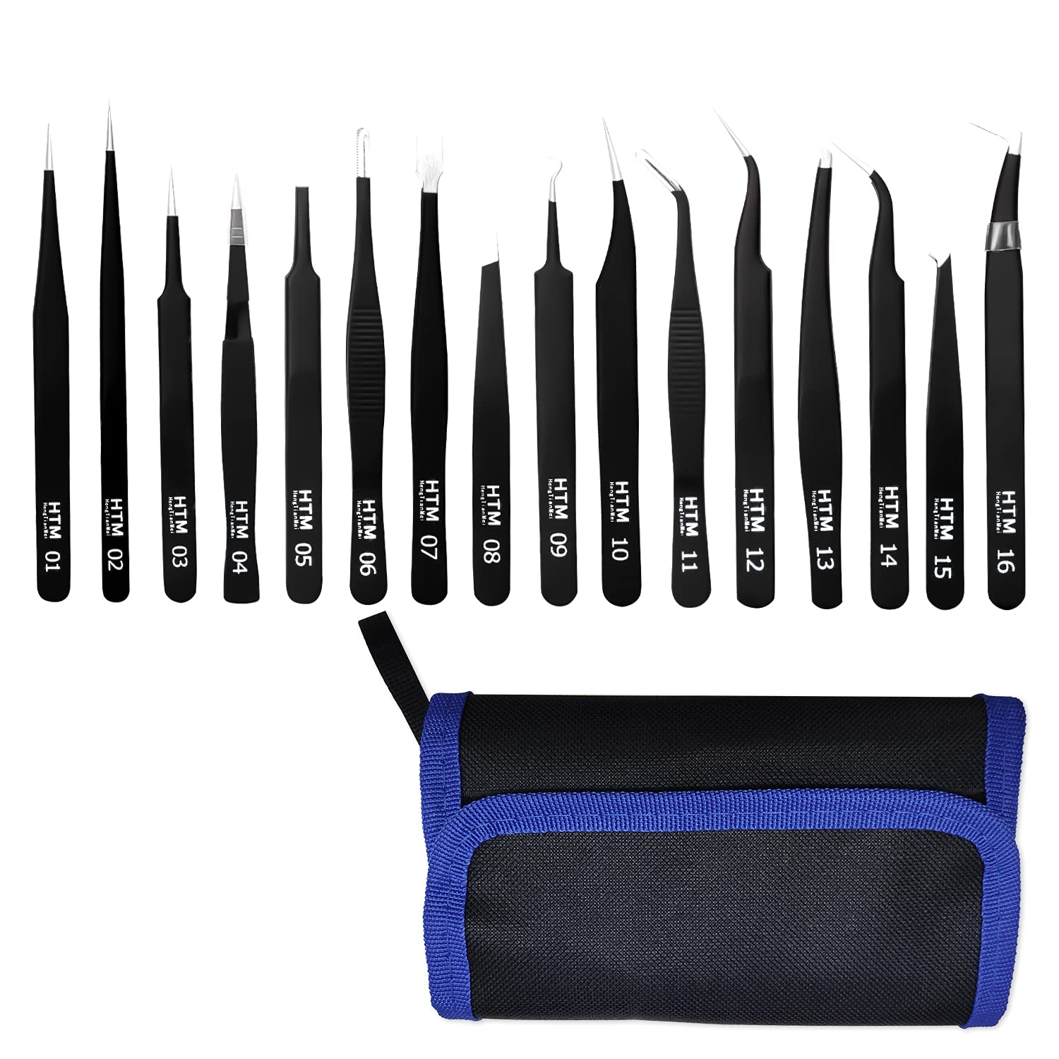 HengTianMei tweezers set with straight points enables precise handling of tiny components in electronics.