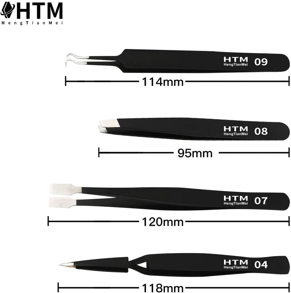 HengTianMei slant tips tweezers for precise pickup and lash extension work