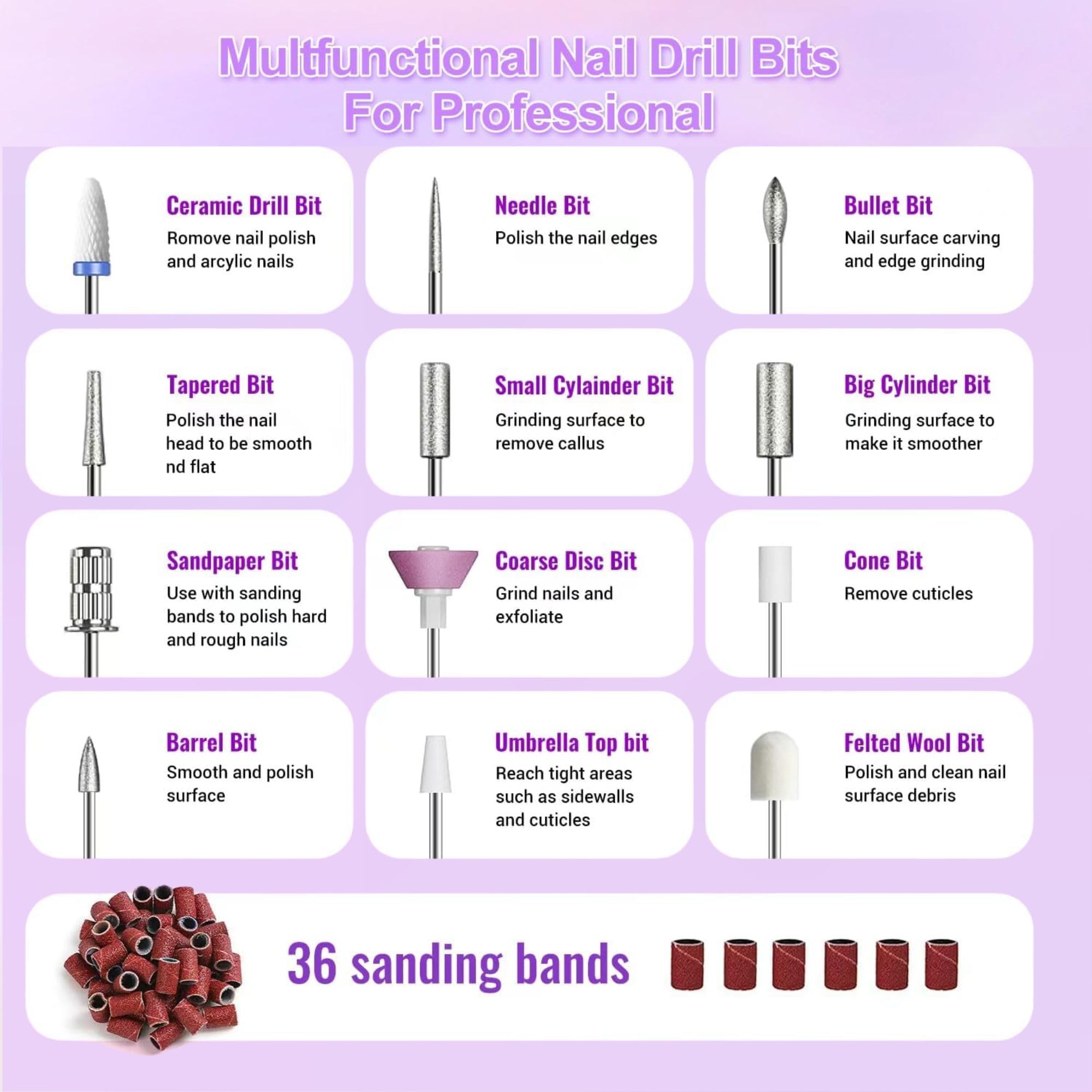 HengYuaoler pink nail drill with easy grip for secure handling during detailed work
