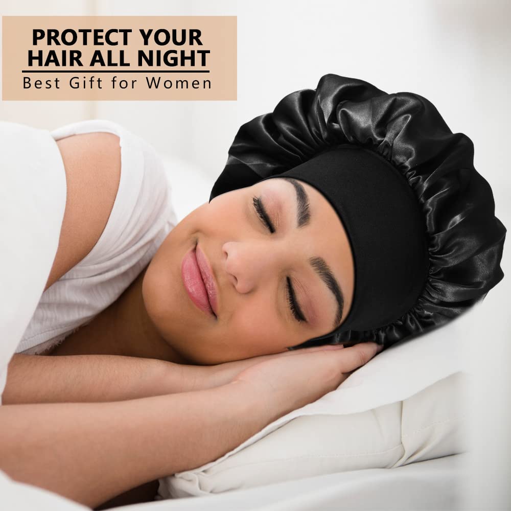 Heniho satin bonnet accommodates all hairstyles while sleeping for convenience