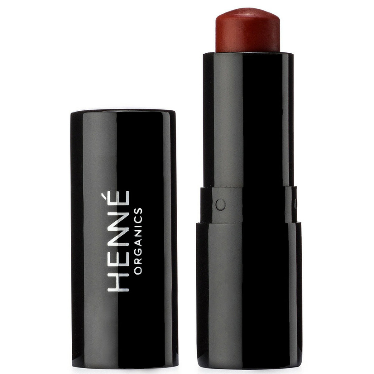 Henne Organics Intrigue brick red bottle shows moisturizing, buildable color