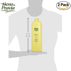 Heno de Pravia shower gel pour-action shows rich lather for refreshing shower.