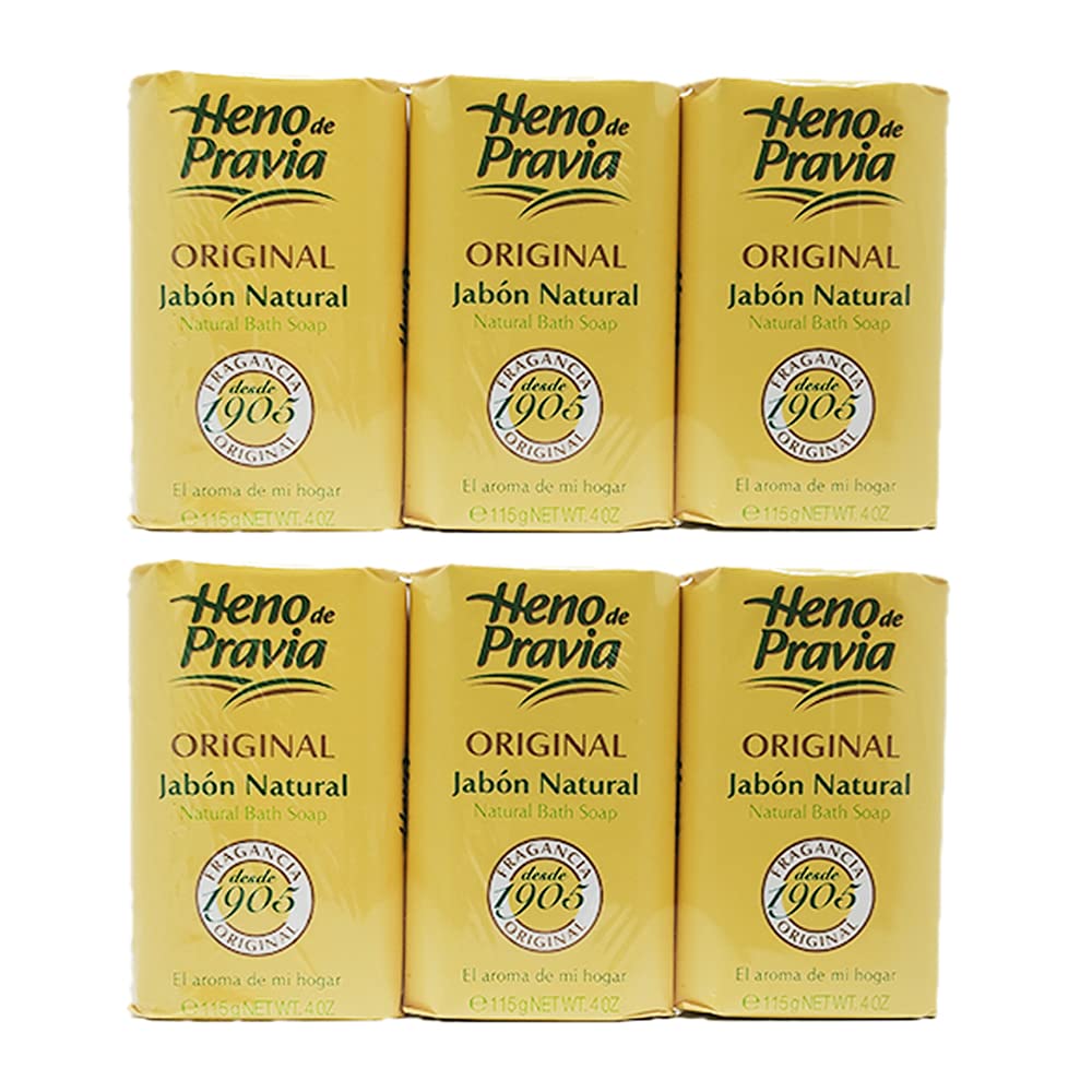 Heno de Pravia Original soap bar pack offers large 4.4 oz bars for daily cleansing.