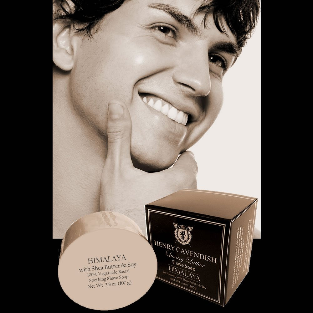 Henry Cavendish Shea butter component visible, soothing skin and conditioning post-shave softness.
