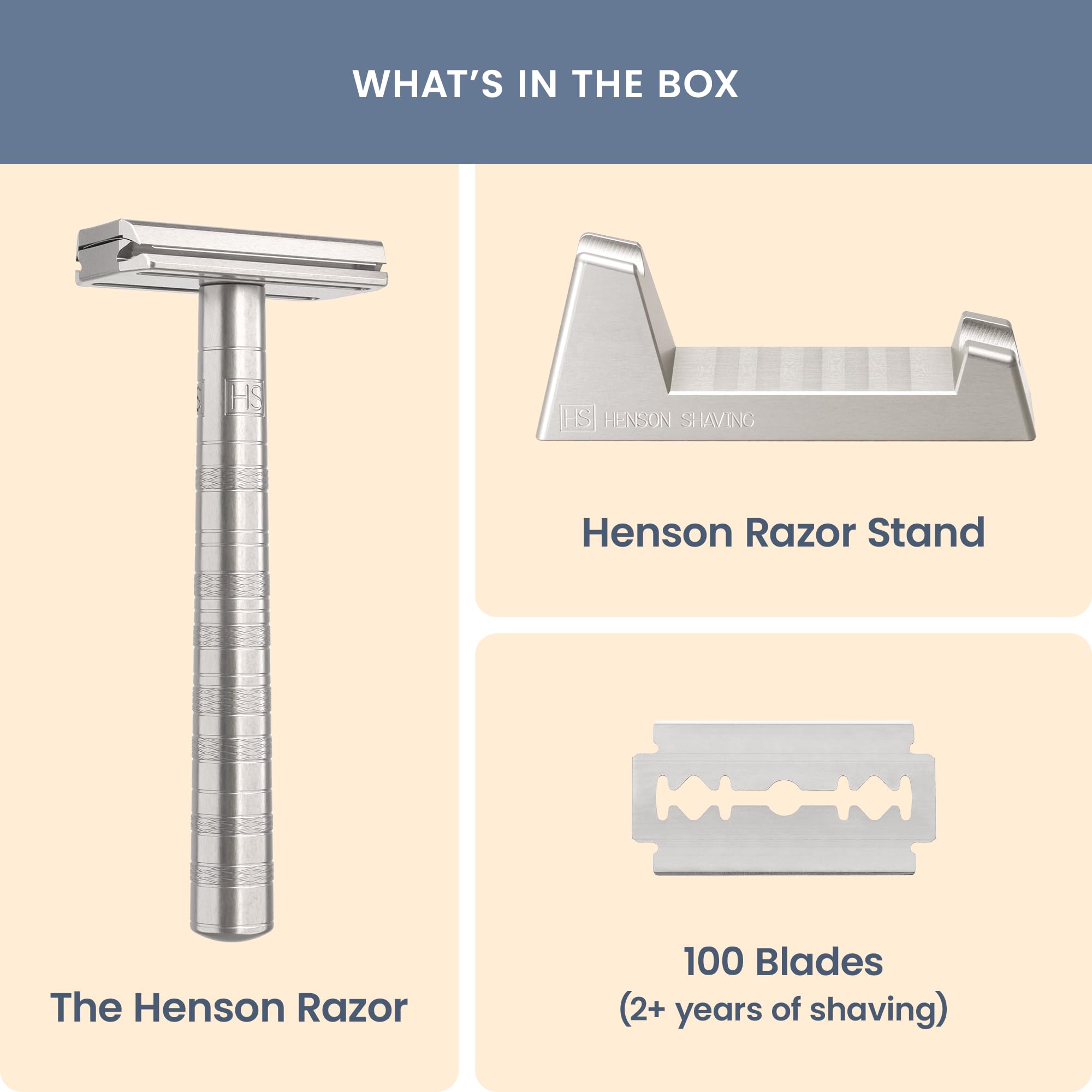 Henson aluminum stand machined for stable drying between shaves