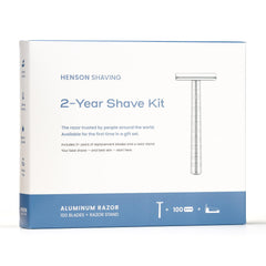 Henson AL13 razor and stand bundle on display for a complete shaving routine