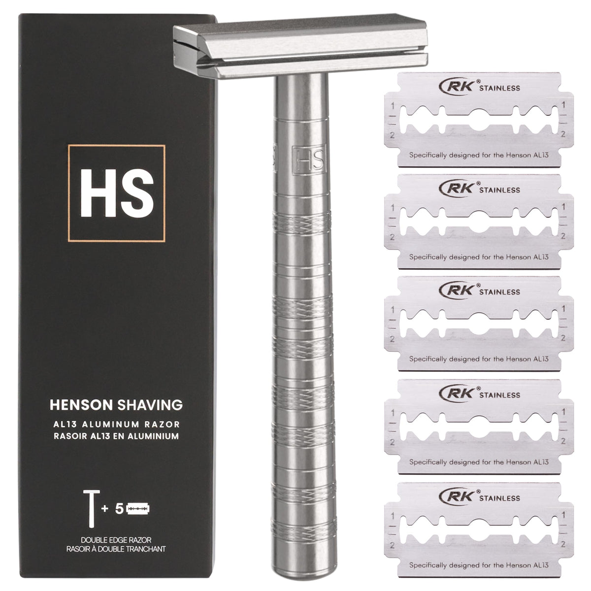 Henson Shaving Razor aluminum body highlights durable everyday shaving