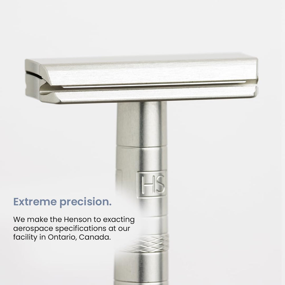 Henson Shaving Razor reusable aluminum build pairs with sharp blades