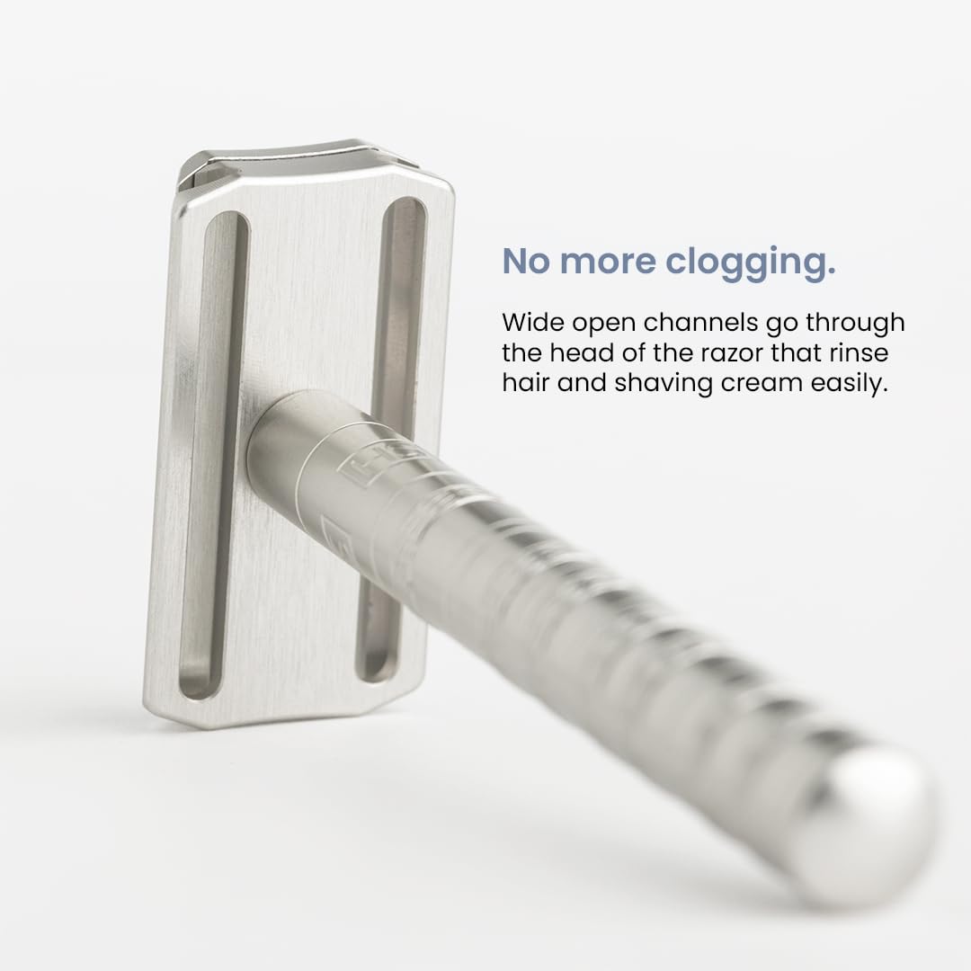 Henson Shaving Razor wide open channels prevent clogging for easy cleaning