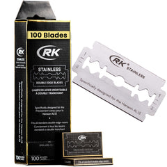 Henson Shaving RK blades 100-pack box front for bulk shaving.
