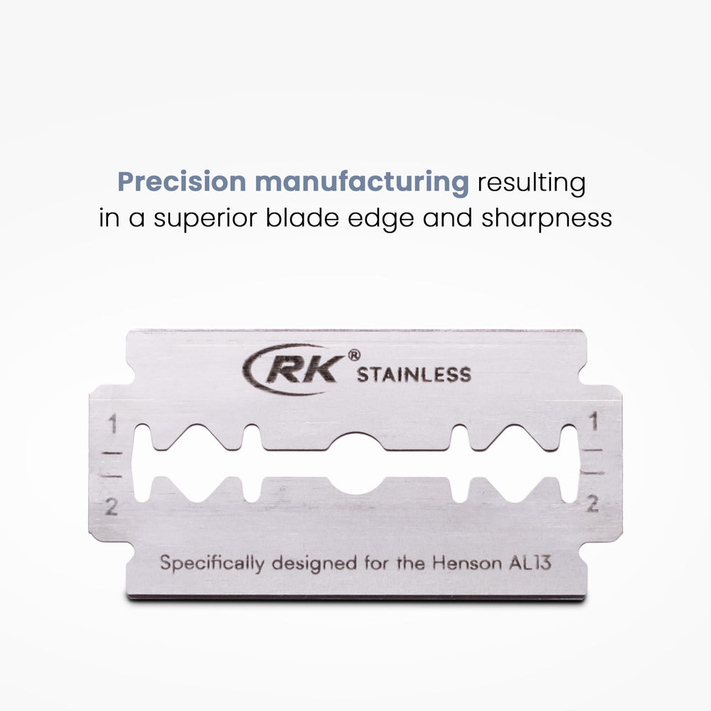 RK blades loaded into a double edge razor for a comfortable shave.