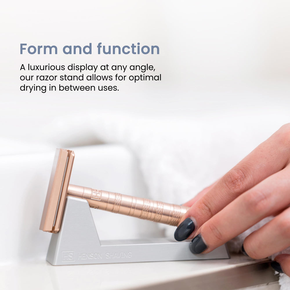 The Henson Shaving Stand 6061-T651 aluminum profile provides durable support.