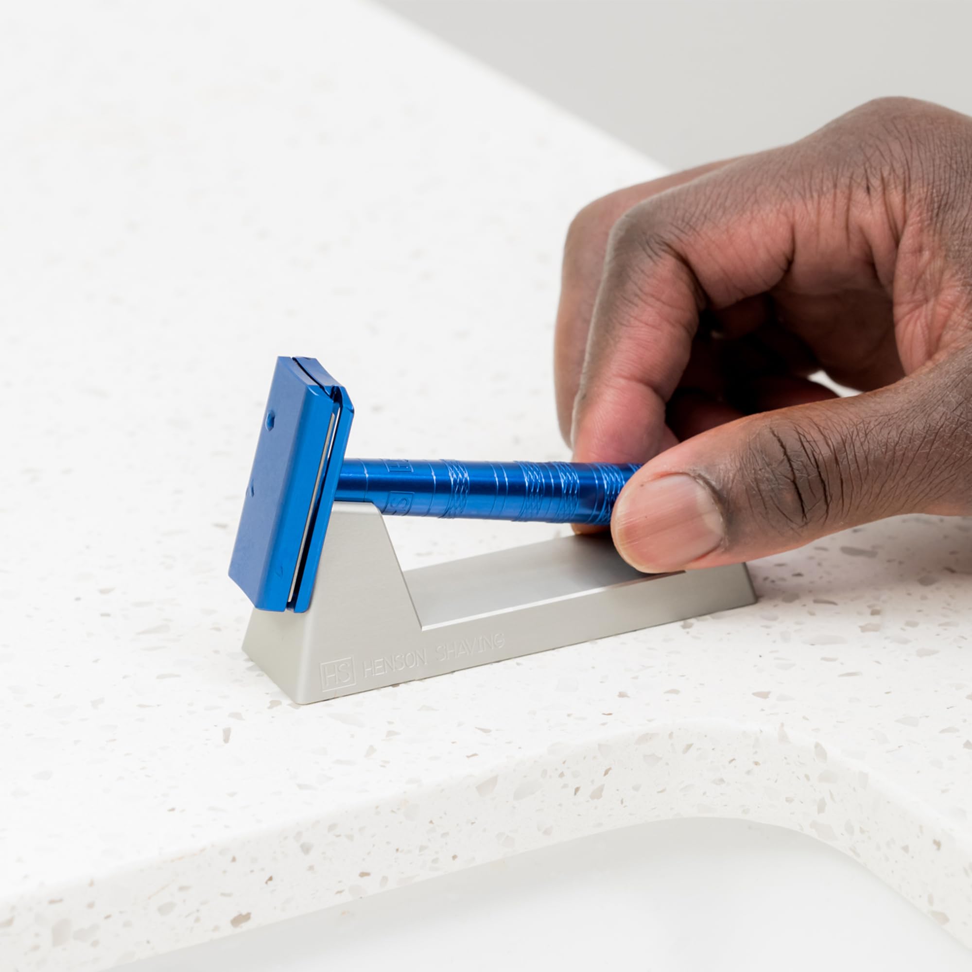 The Henson Shaving Stand compact-dimensions fits bedside or cabinet display.