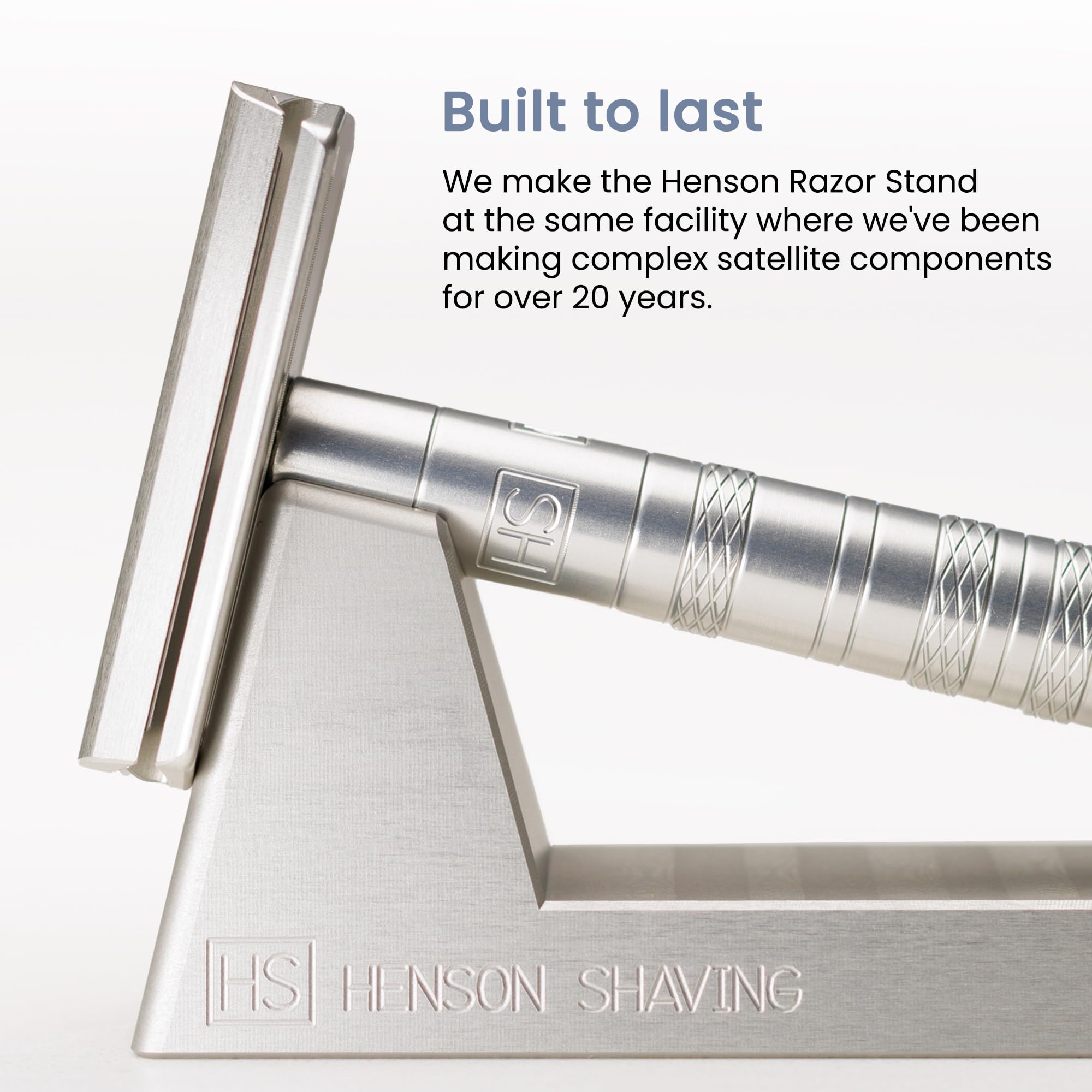The Henson Shaving Stand fits AL13, AL13-M, Ti22 razors securely.