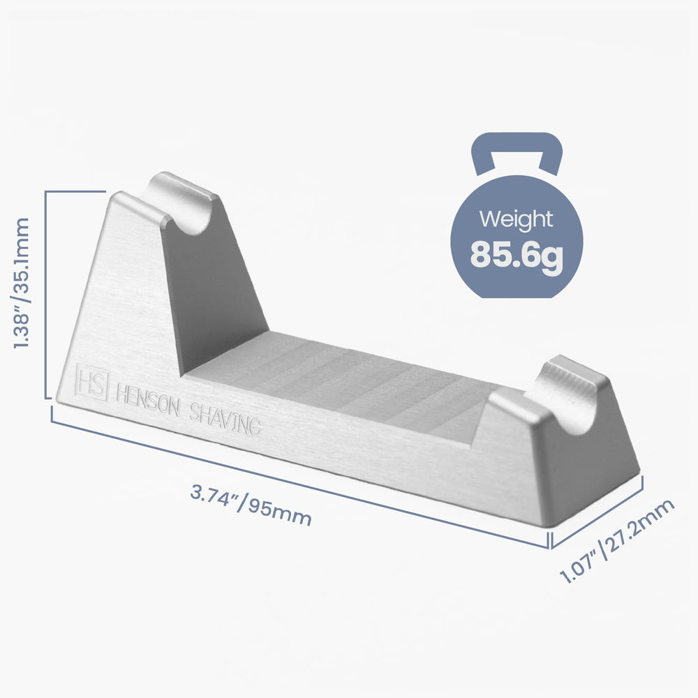 The Henson Shaving Stand lightweight-85g is travel-friendly for on-the-go grooming.