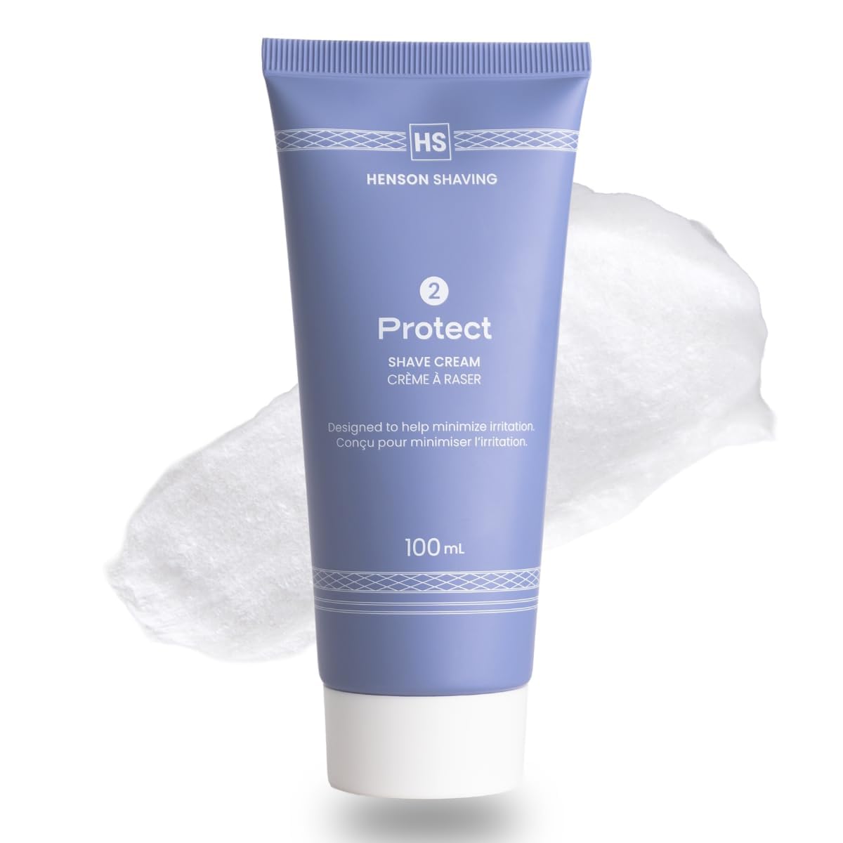 Henson Shaving travel shave cream bottle shows portable packaging for on-the-go grooming.